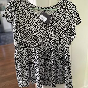 NWT Leopard Print Babydoll Top